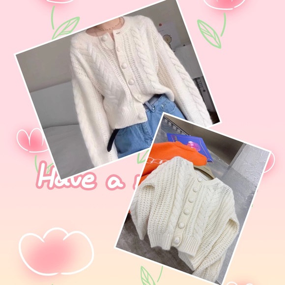 💜&Other stories Cropped Cable Knit Cardigan - Picture 2 of 8